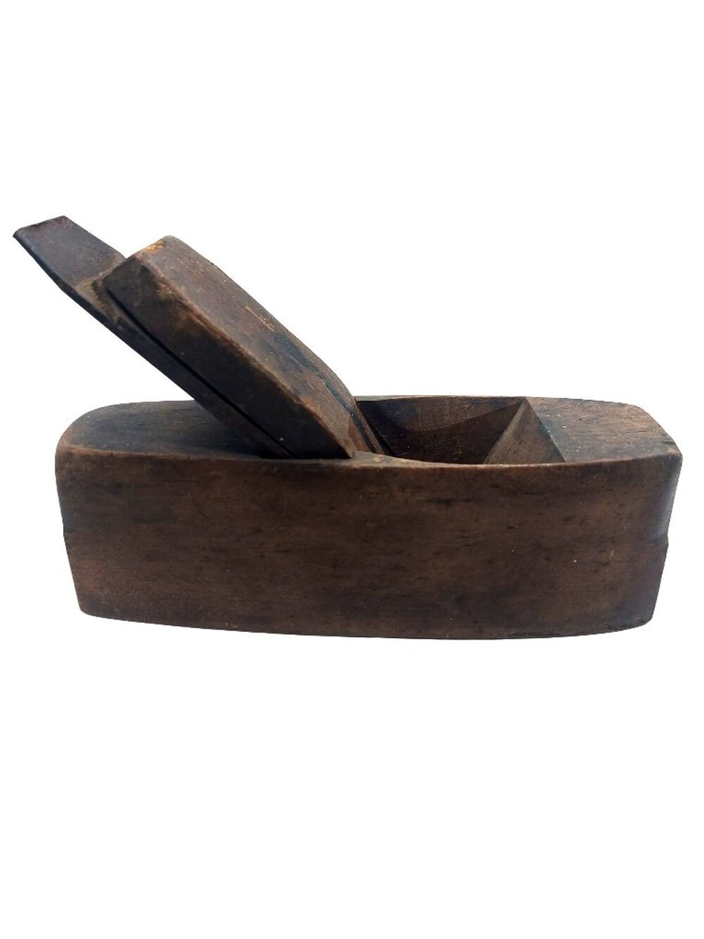 Antique Wooden Smoothing Coffin Plane Adjustable Iron Blade Carpenters Hand Tool